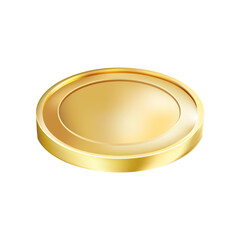 Vector golden coin. Simple design. Isolated on a white background. Gold money.