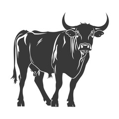 Silhouette bull animal black color only
