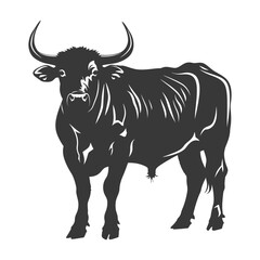Silhouette bull animal black color only