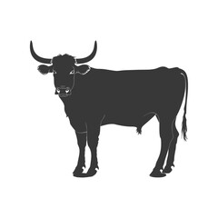 Silhouette bull animal black color only