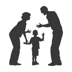 Silhouette Child abuse Parents scold children boy black color only