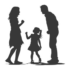 Silhouette Child abuse Parents scold children girl black color only