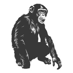 Fototapeta premium Silhouette Chimpanzee animal black color only