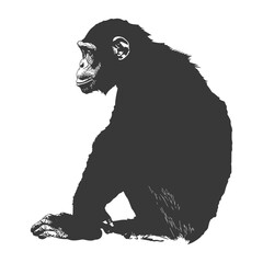 Silhouette Chimpanzee animal black color only