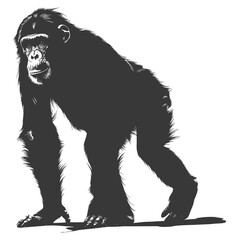 Fototapeta premium Silhouette Chimpanzee animal black color only