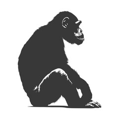 Silhouette Chimpanzee animal black color only