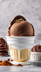 Generative AI very delicious gelato ice cream in a cup served in a cup