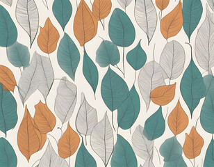 Leaf line art pattern background vector