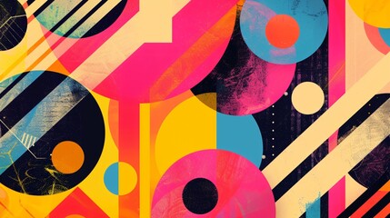 an abstract painting with a variety of bright colors.