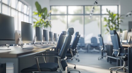 Modern Office Interior with Meeting and Coworking Spaces

