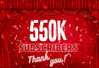 550K Subscribers Celebration - Colorful Vector Illustration with Confetti and Streamers, Perfect for Announcing Social Media Milestones, Achievements, or Successes - Vector Format