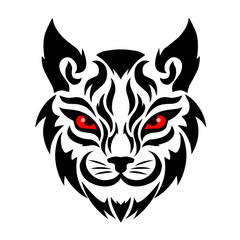 Fototapeta premium illustration vector graphics of tribal art abstract design cat head face