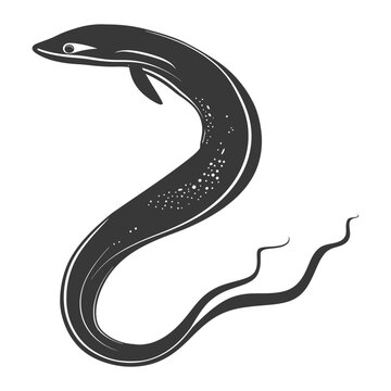 recommend clip art: Silhouette eel animal black color only