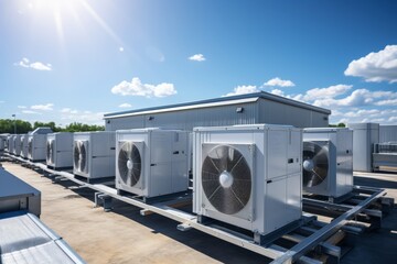 Engineer inspecting water cooling tower air chiller hvac system in industrial building