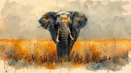 Gentle Elephant A watercolor illustration of an elephant, emphasizing the need to protect these majestic creatures