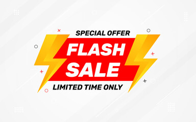 Flash Sale banner for web or social media. sale banner promotion template with discount tag. limited time offer, Get extra discount. Commercial poster, sale background vector illustration