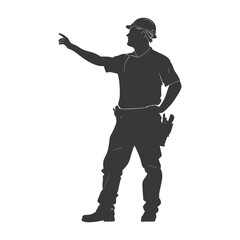 Silhouette engineer man in action full body black color only