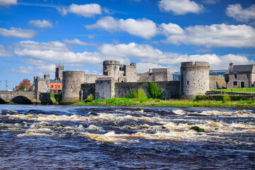 13th century King Johns Castle in Limerick by the Shannon river, Ireland