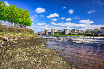 13th century King Johns Castle in Limerick by the Shannon river, Ireland