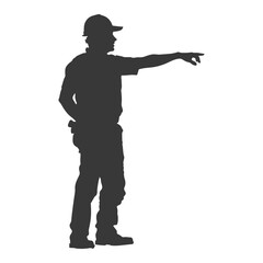 Silhouette engineer man in action full body black color only