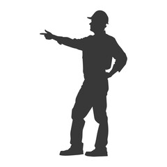 Silhouette engineer man in action full body black color only