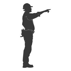 Silhouette engineer man in action full body black color only