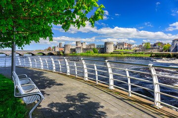 13th century King Johns Castle in Limerick by the Shannon river, Ireland