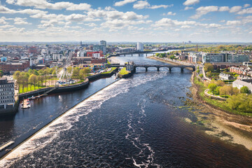 Limerick city scenery by the Shannon river, Ireland