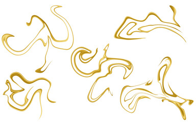 Golden wavy lines, thin waves, gold decoration