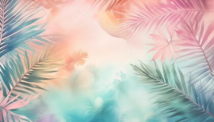 tropical palm abstract watercolor background