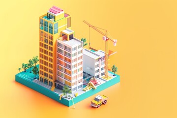 3d illustration of skyscrapers under construction in the city