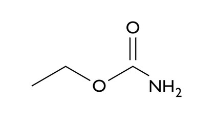 ethyl carbamate molecule, structural chemical formula, ball-and-stick model, isolated image urethane