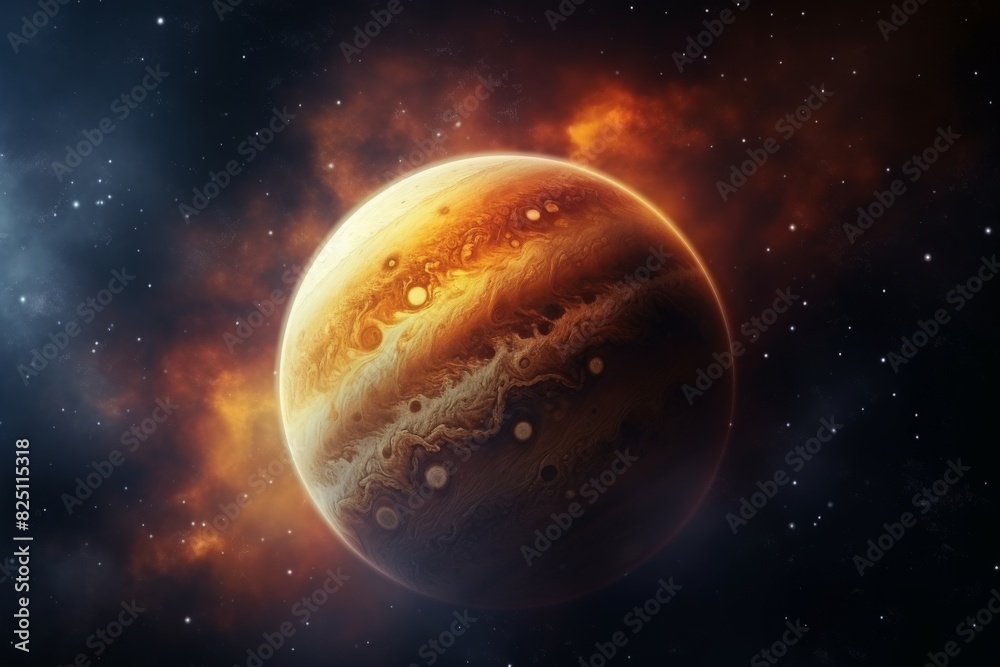 Wall mural stunning high-resolution image of planet jupiter with vivid details and surrounding nebula, perfect 