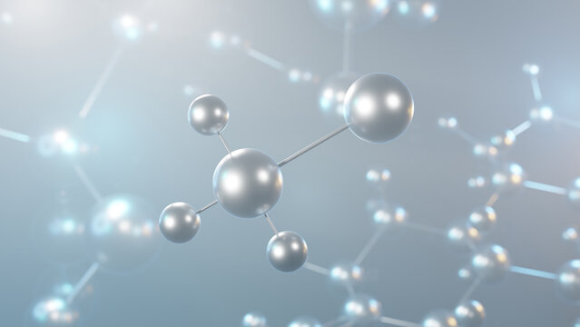 methylmercury molecular structure, 3d model molecule, methyl mercury, structural chemical formula view from a microscope