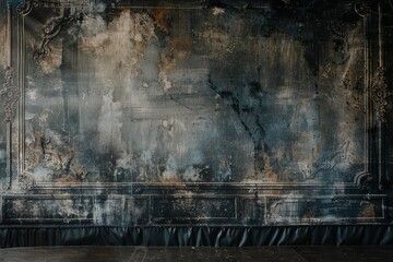 Elegant Studio Backdrop with Hand-Painted Blue and Teal Textured Wall