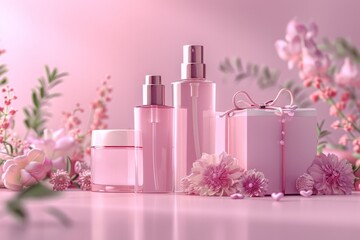 Luxury product cosmetic packaging with flower background