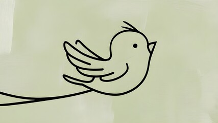 Obraz premium Cute Bird Flying Profile Single Line Art