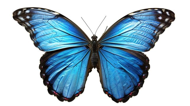 Beautiful Morpho cypris Common name Blue Morpho, French name Papillon Morpho Blue butterfly