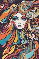 Abstract Face Of People With Nice Colorful Style pattern, modern retro and geometric