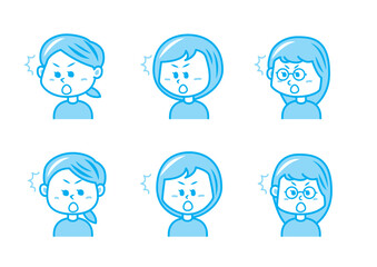 驚く女の子のイラストセット