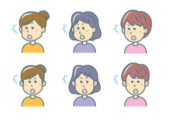 驚く女性のイラストセット