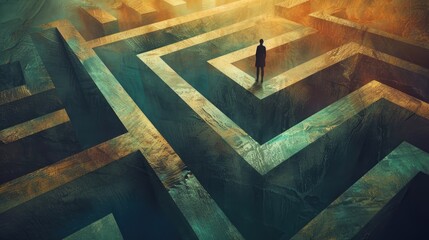 A person standing in a maze, trying to find their way out.