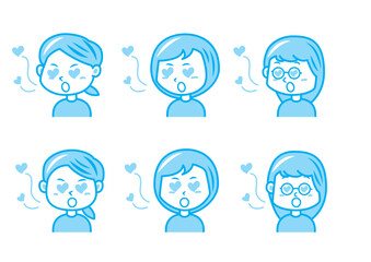 恋をする女の子のイラストセット