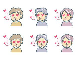 恋をする女性のイラストセット