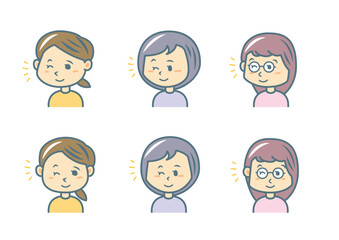 ウインクをする女の子のイラストセット