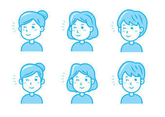 ウインクをする女性のイラストセット