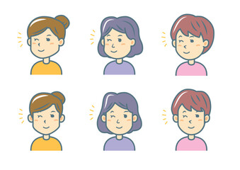 ウインクをする女性のイラストセット