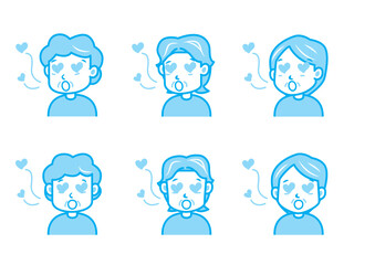 恋をする女性のイラストセット