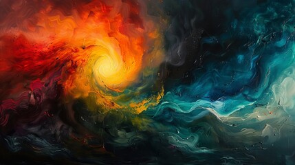 Fototapeta premium Abstract Painting Symbolizing the Journey of the Soul Beyond Physical Boundaries.