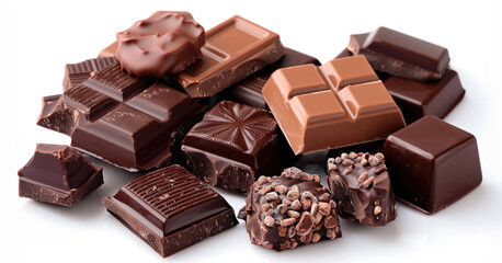 a variety of chocolate bars, including dark chocolate, milk chocolate, and white chocolate. 